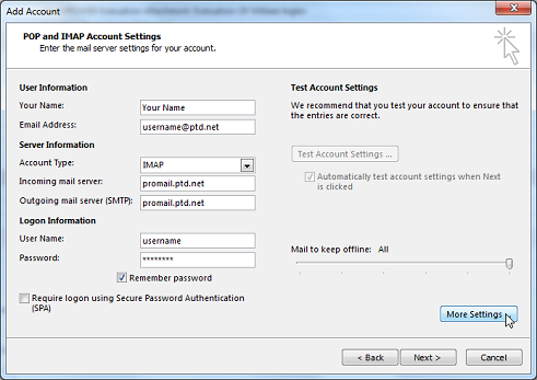 set up an imap email account using a mac for charter.net