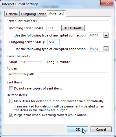 ptd email setup for outlook